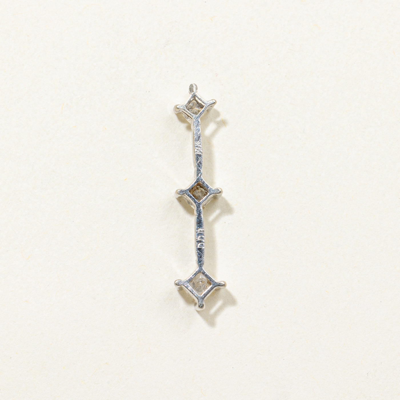 14k Princess Cut Three Stone Diamond Drop Pendant | 0.23ctw
