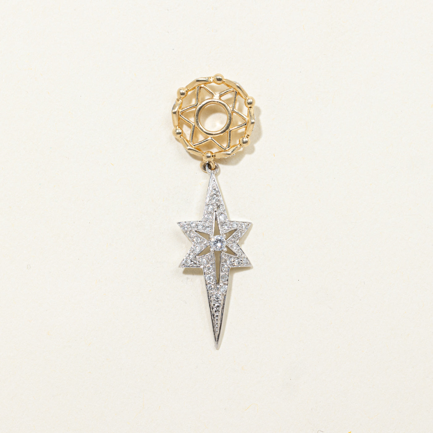 14k Diamond Starburst Drop Pendant | 0.16ctw
