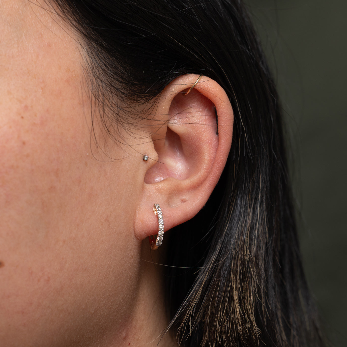 10k Rose Gold Diamond Huggie Earrings | 0.36ctw