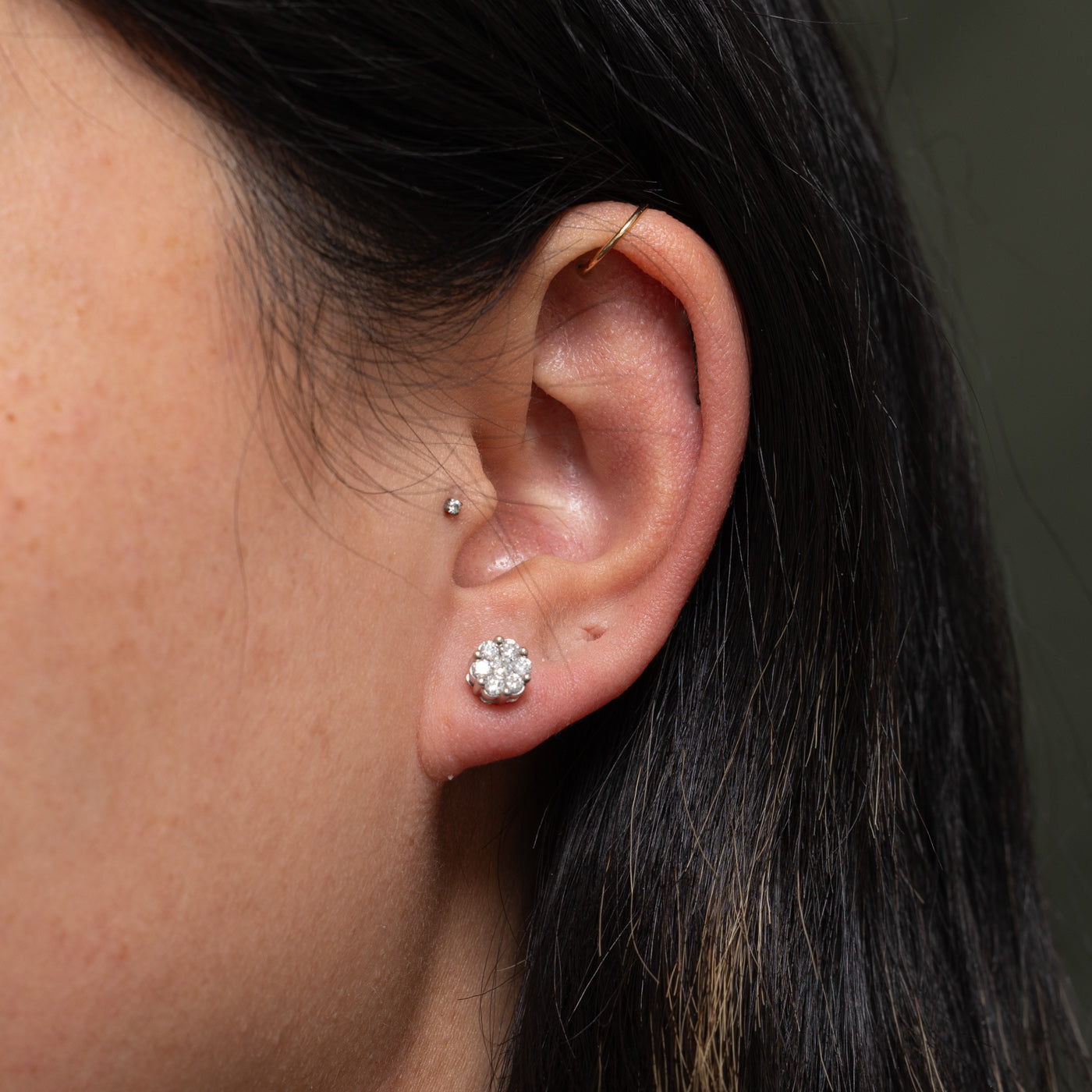 10k Diamond Floral Cluster Stud Earrings | 0.38ctw