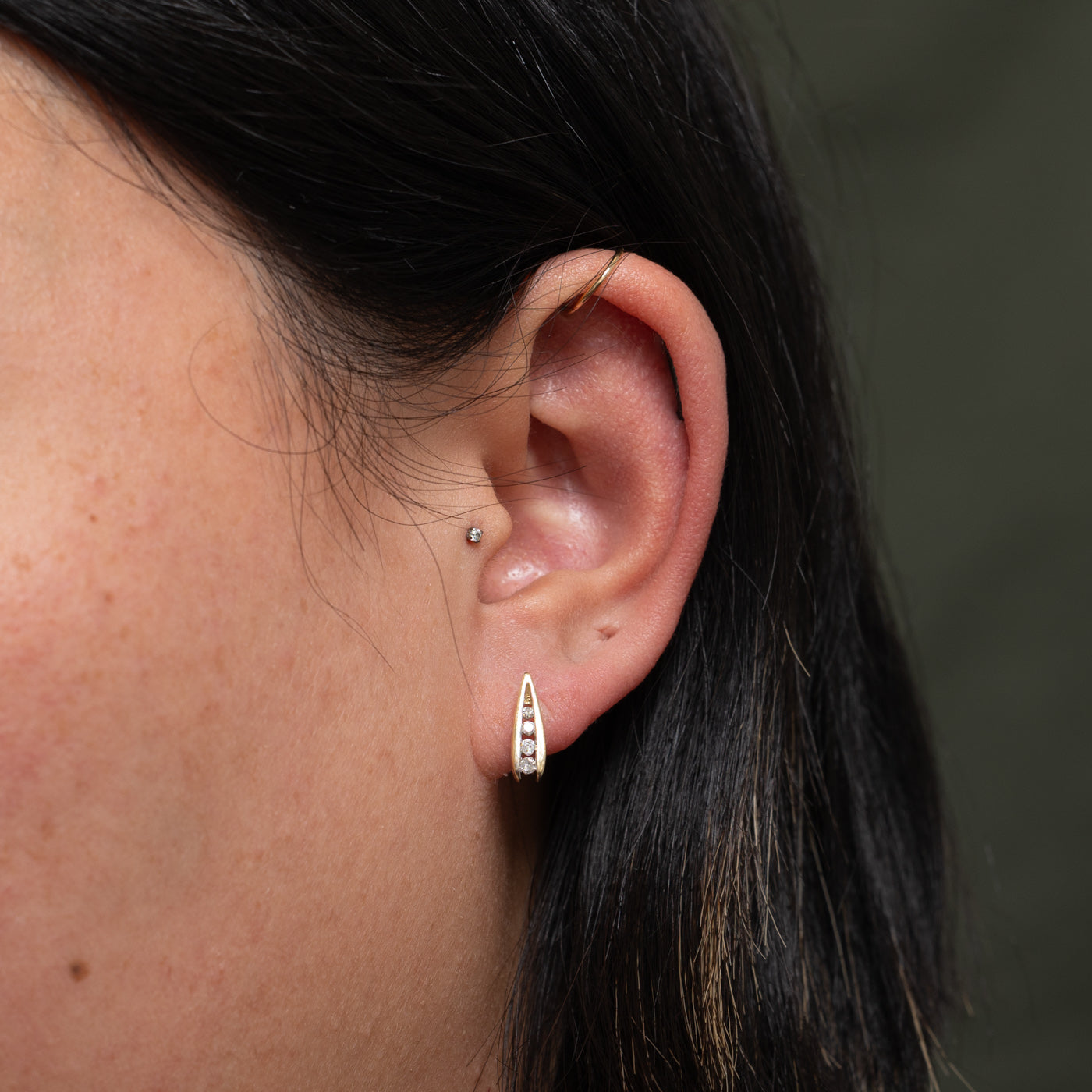 10k Channel Set Diamond Bar Stud Earrings | 0.09ctw