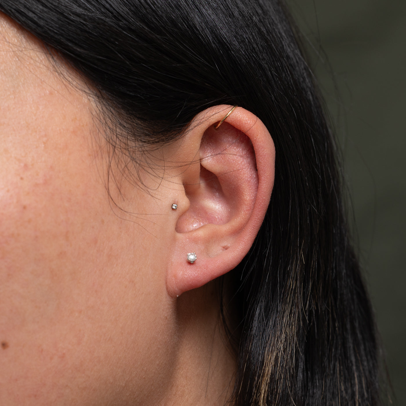 14k Round Brilliant Diamond Petite Stud Earrings | 0.17ctw