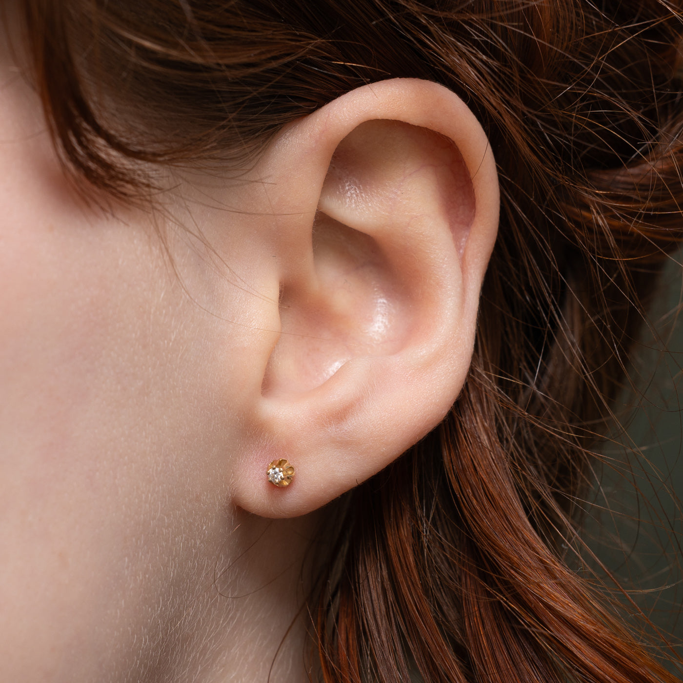 10k Belcher Set Diamond Petite Stud Earrings | 0.05ctw
