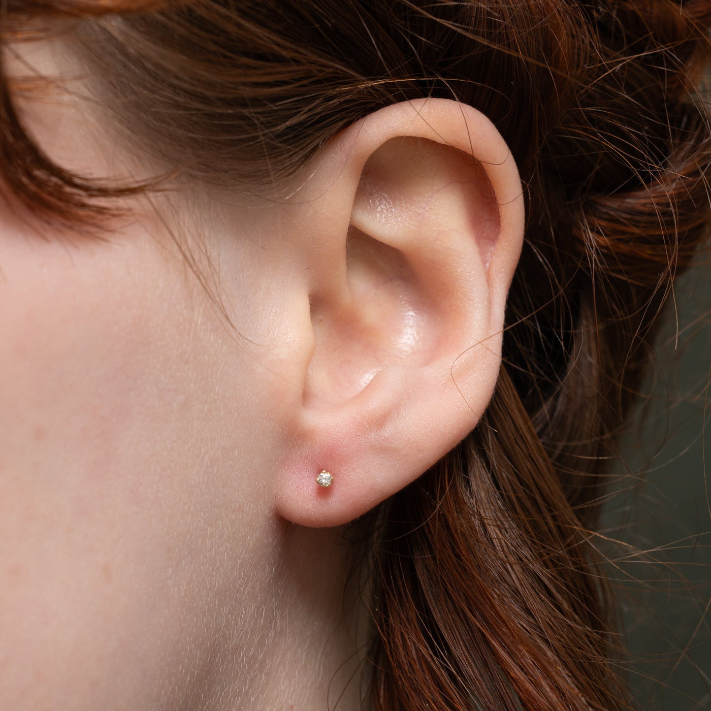 14k Round Brilliant Diamond Petite Stud Earrings | 0.05ctw
