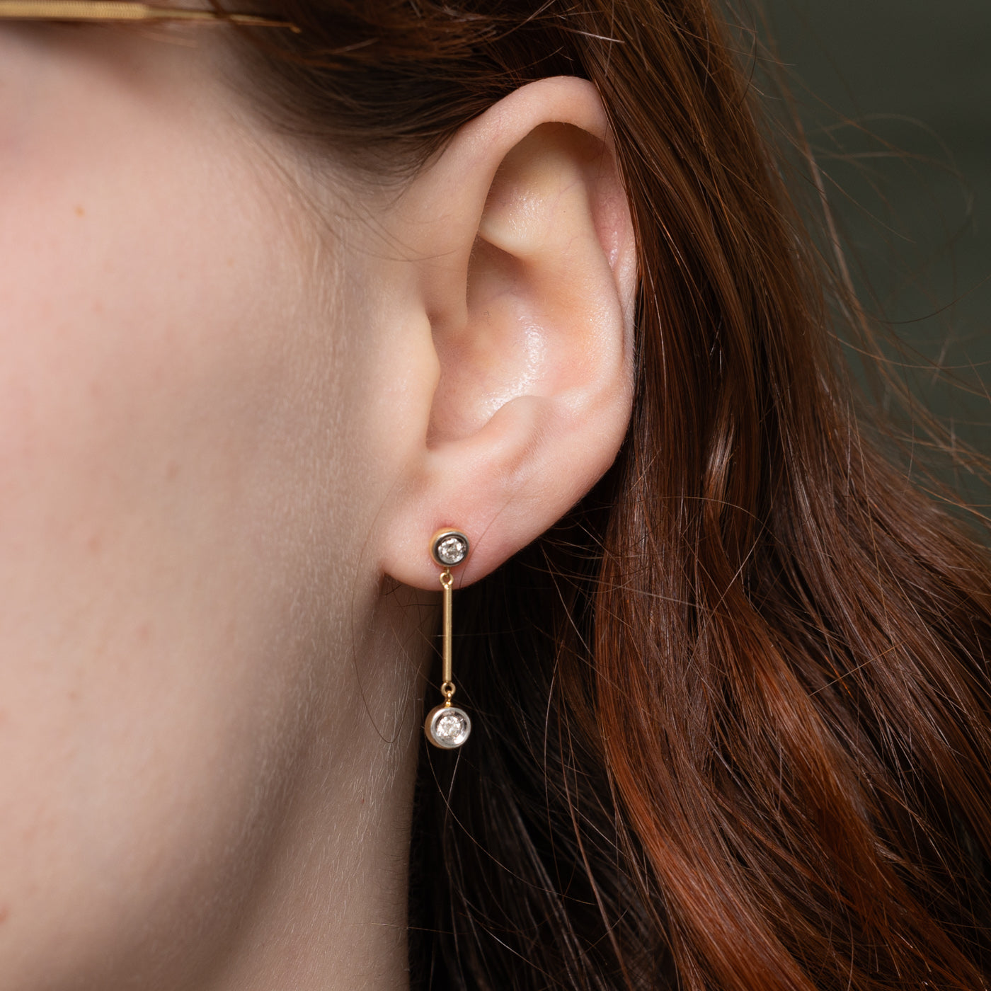 14k Bezel Set Diamond Drop Earrings | 0.17ctw