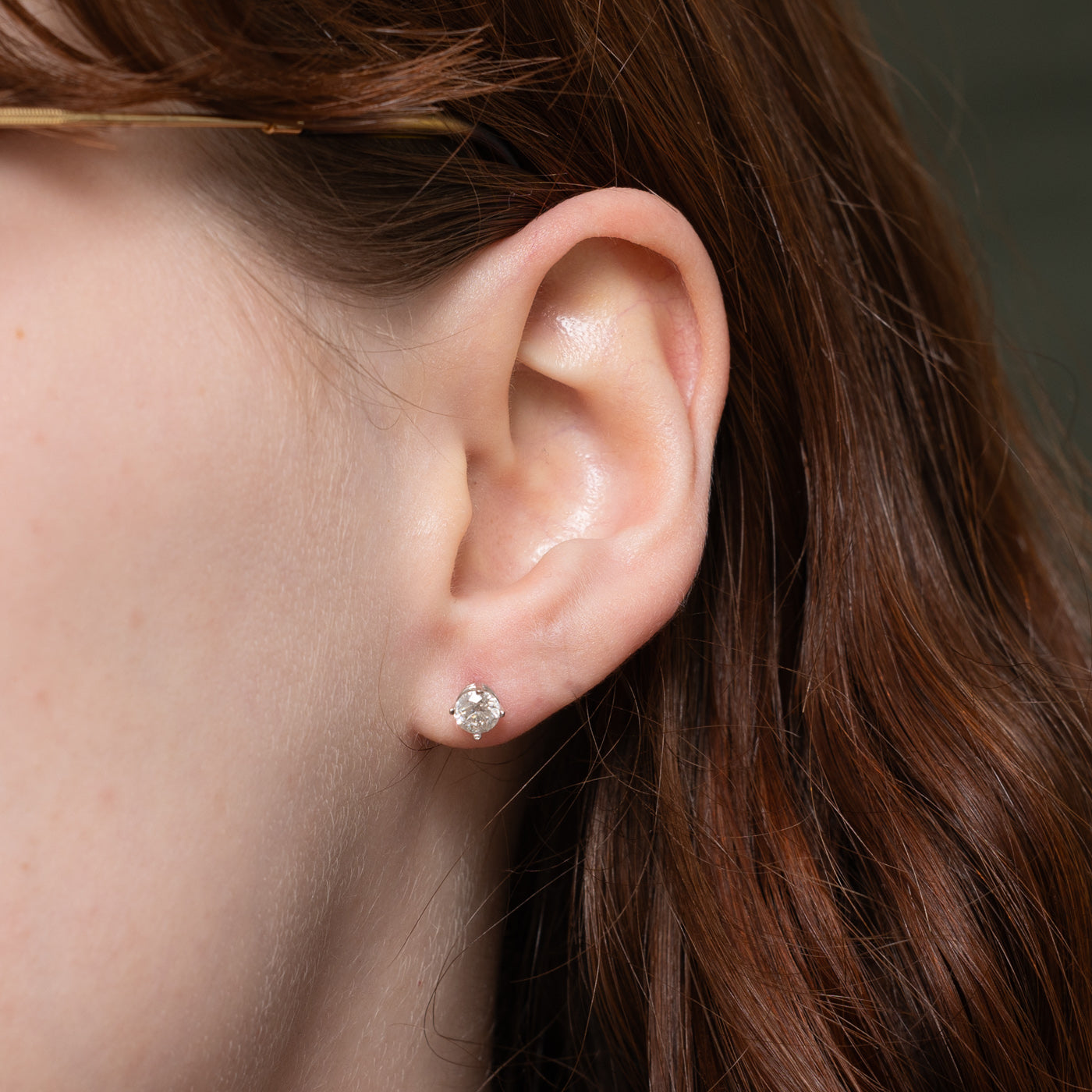 14k Round Brilliant Solitaire Diamond Stud Earrings | 0.70ctw I2 G/H
