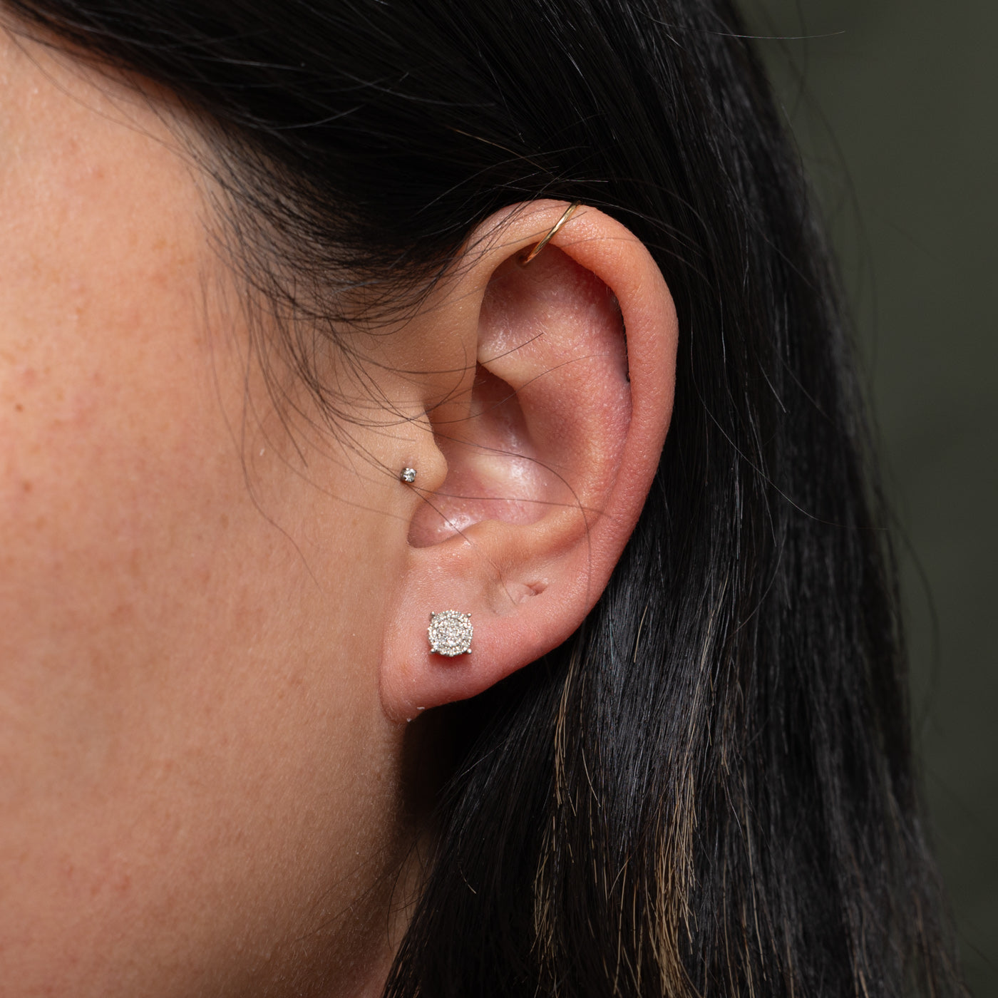 10k Illusion Set Diamond Cluster Stud Earrings | 0.05ctw