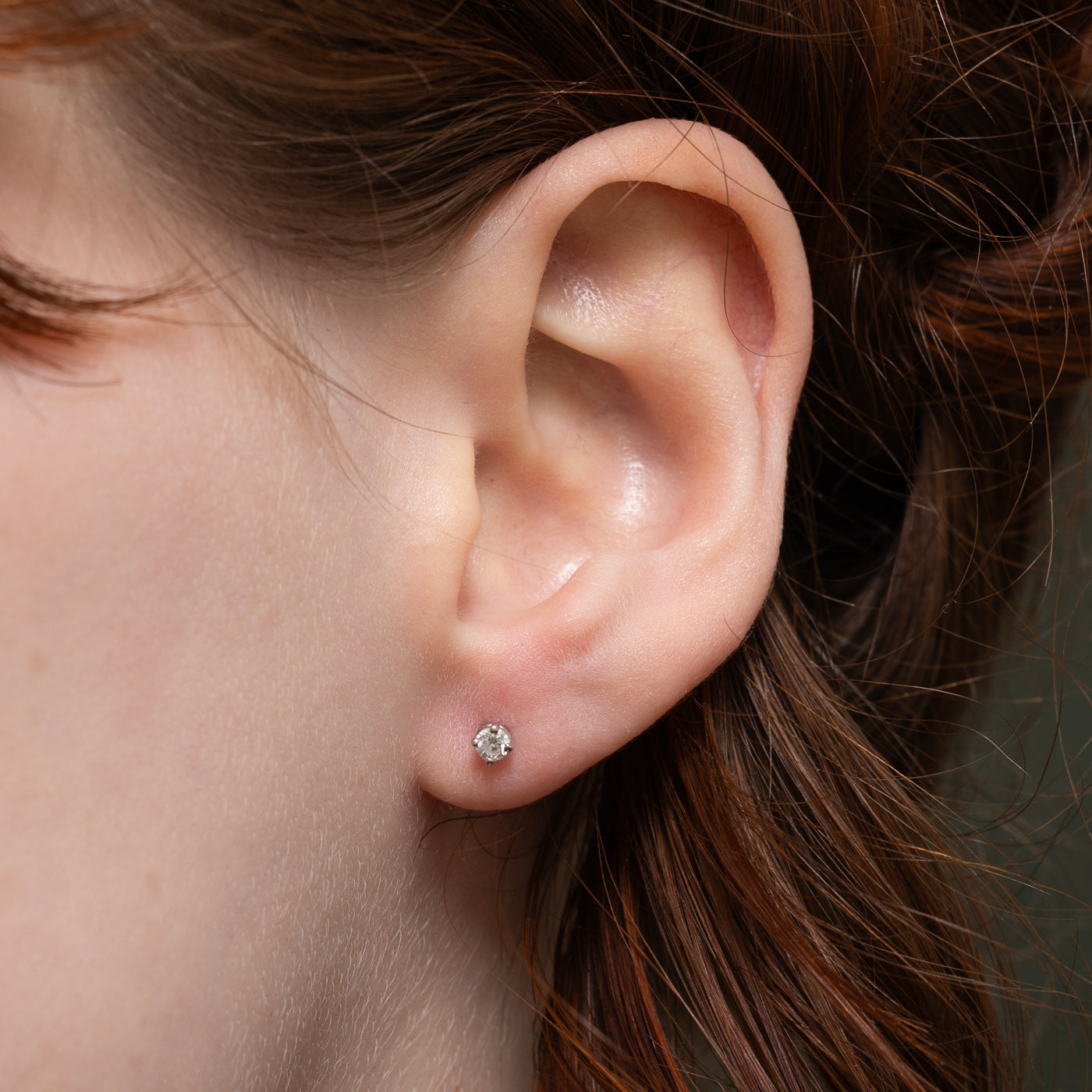 14k Solitaire Diamond Petite Stud Earrings | 0.16ctw