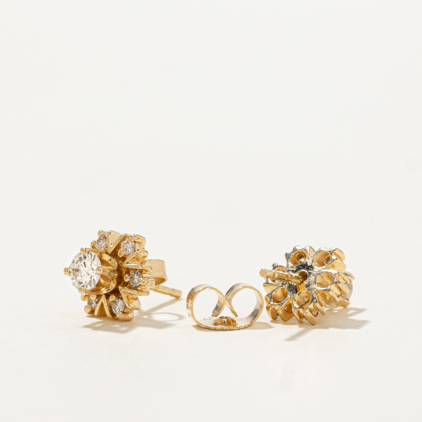 14k Diamond Petal Cluster Stud & Jacket Earrings | 0.30ctw