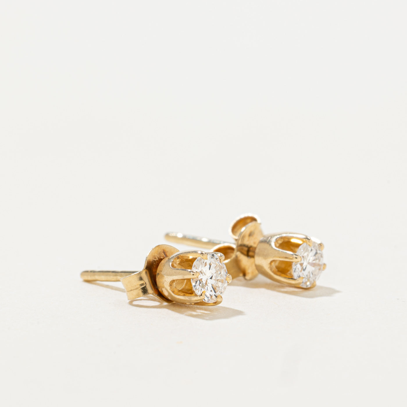 14k Solitaire Diamond Stud Earrings | 0.28ctw