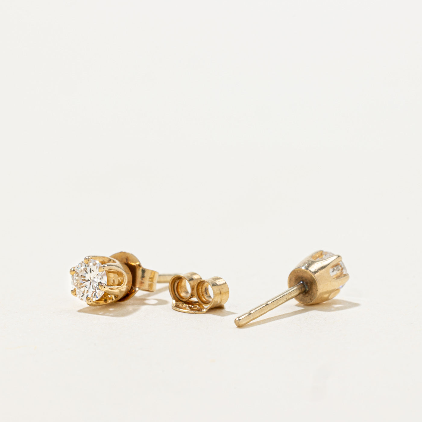 14k Solitaire Diamond Stud Earrings | 0.28ctw