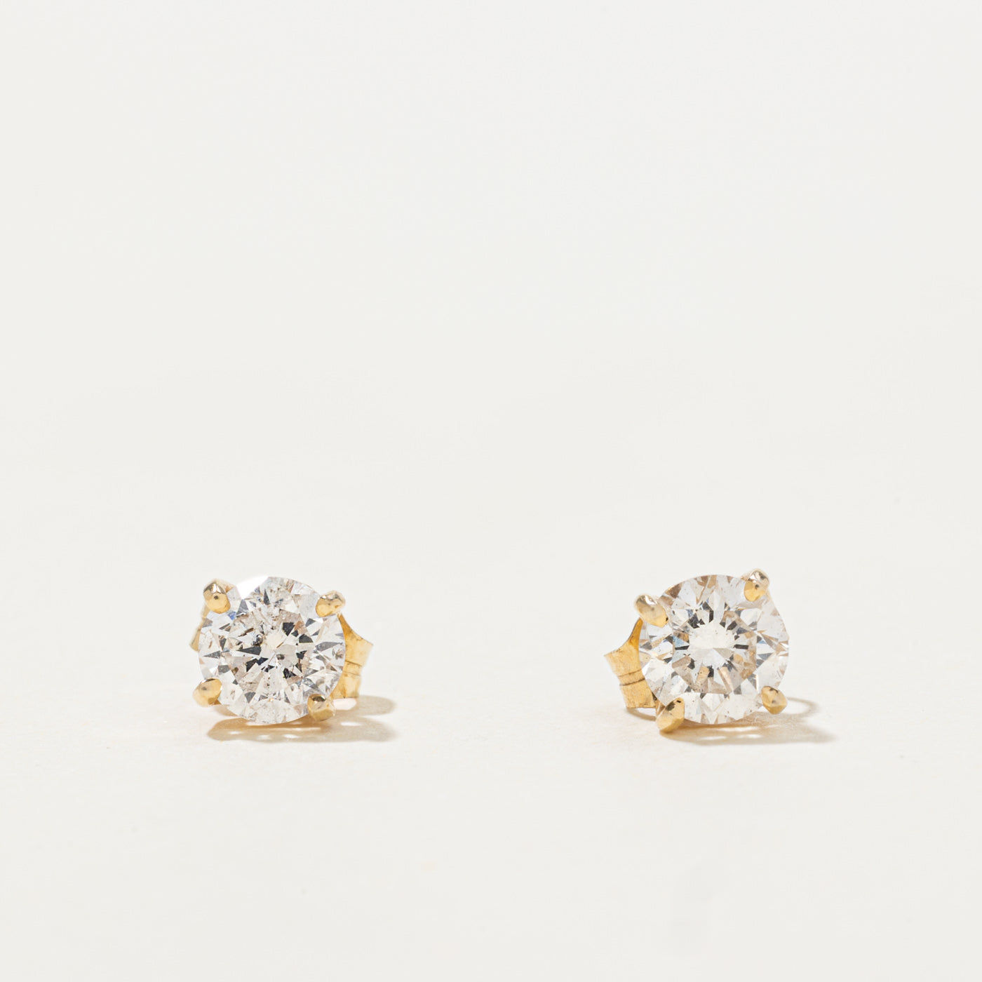 14k Solitaire Diamond Stud Earrings | 0.86ct I1/I2 H/I