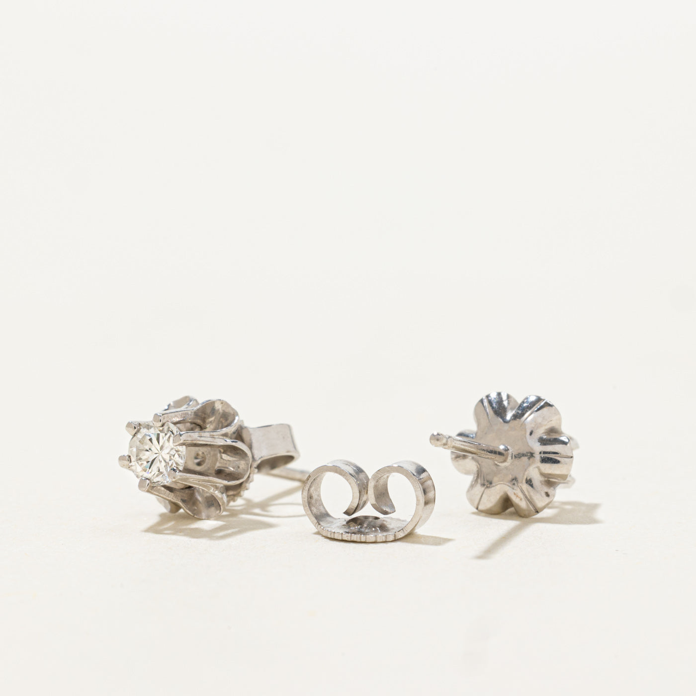 14k Belcher Set Diamond Petite Stud Earrings | 0.30ctw
