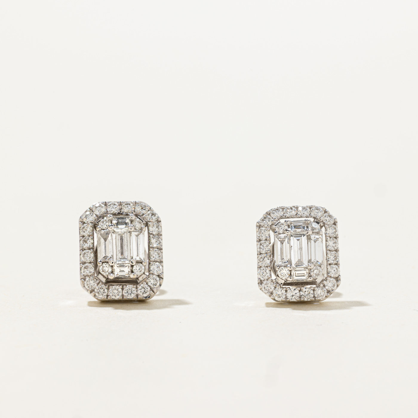 14k Illusion Set Diamond Halo Stud Earrings | 0.50ctw