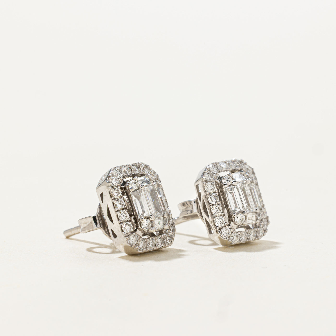 14k Illusion Set Diamond Halo Stud Earrings | 0.50ctw