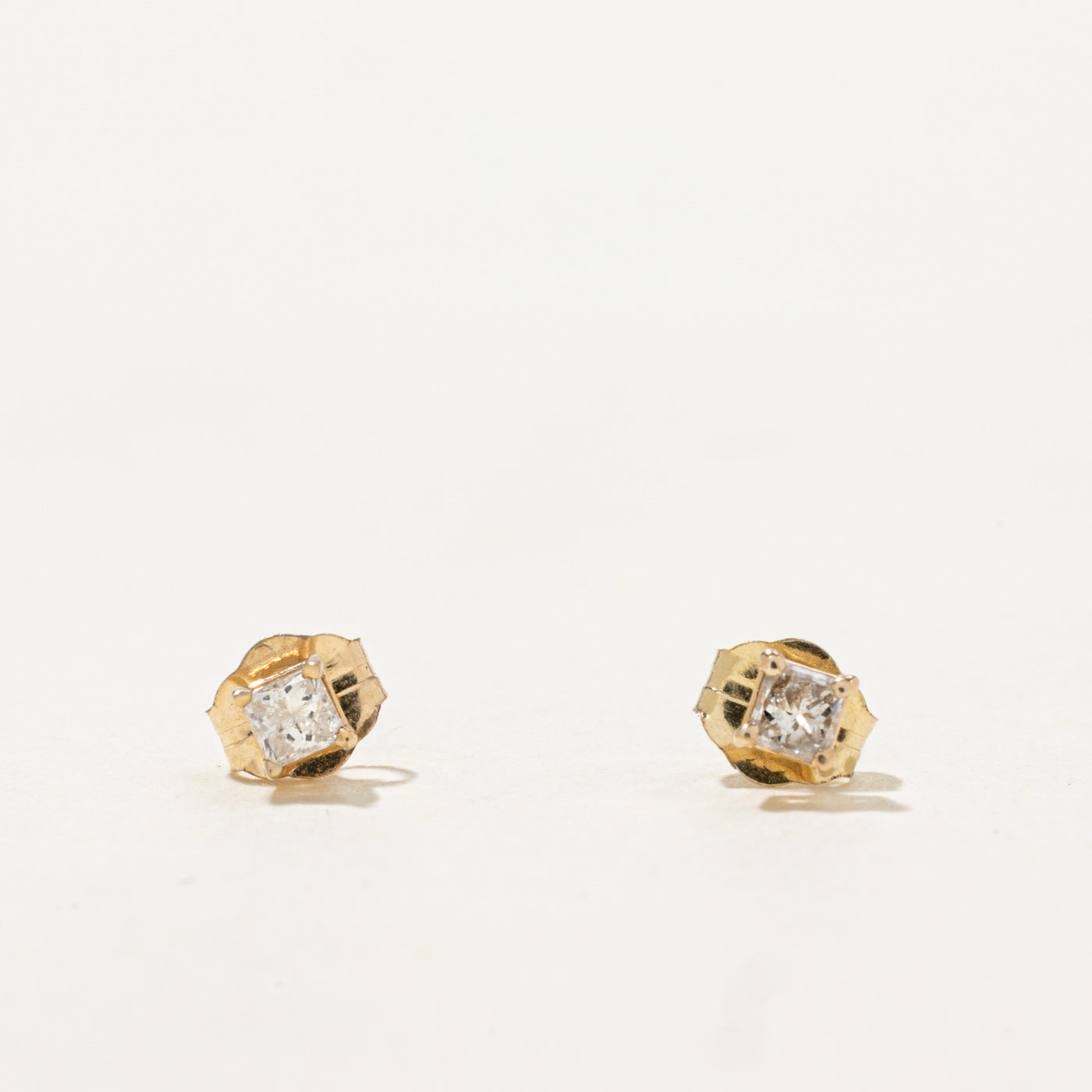 14k Princess Cut Diamond Stud Earrings | 0.10ctw