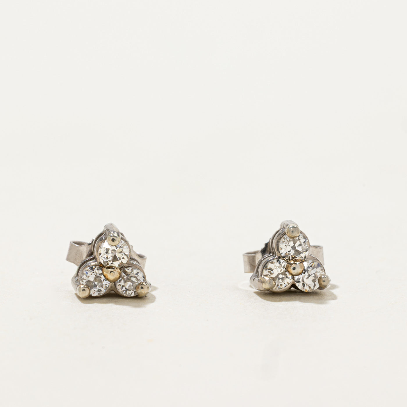 14k Old Mine Cut Diamond Cluster Stud Earrings | 0.25ctw