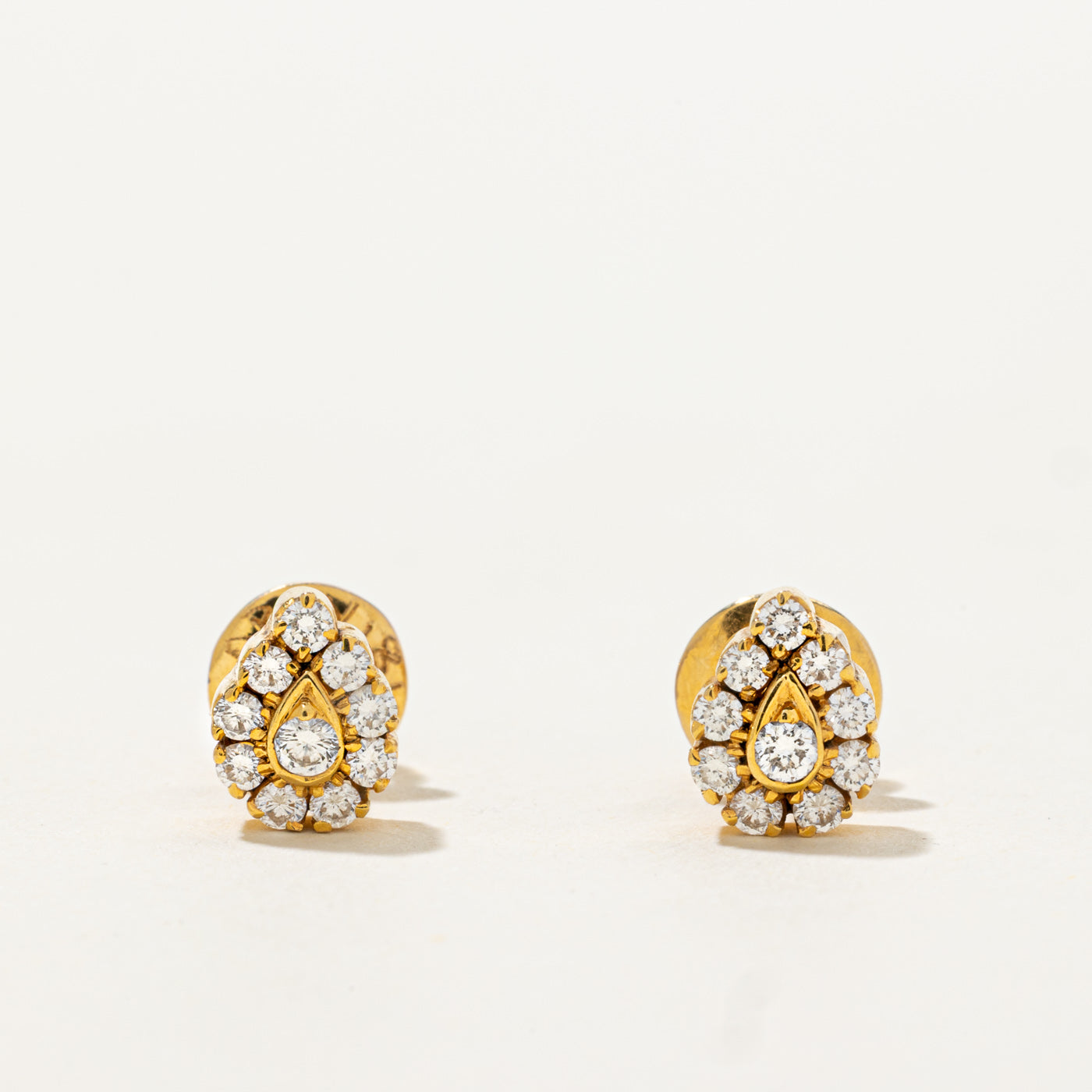 18k Diamond Pear Cluster Stud Earrings | 0.35ctw