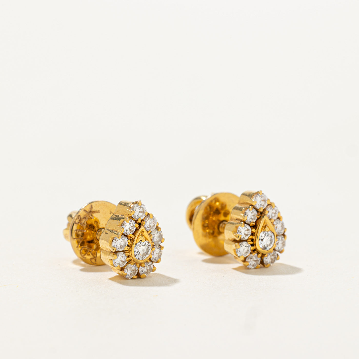 18k Diamond Pear Cluster Stud Earrings | 0.35ctw