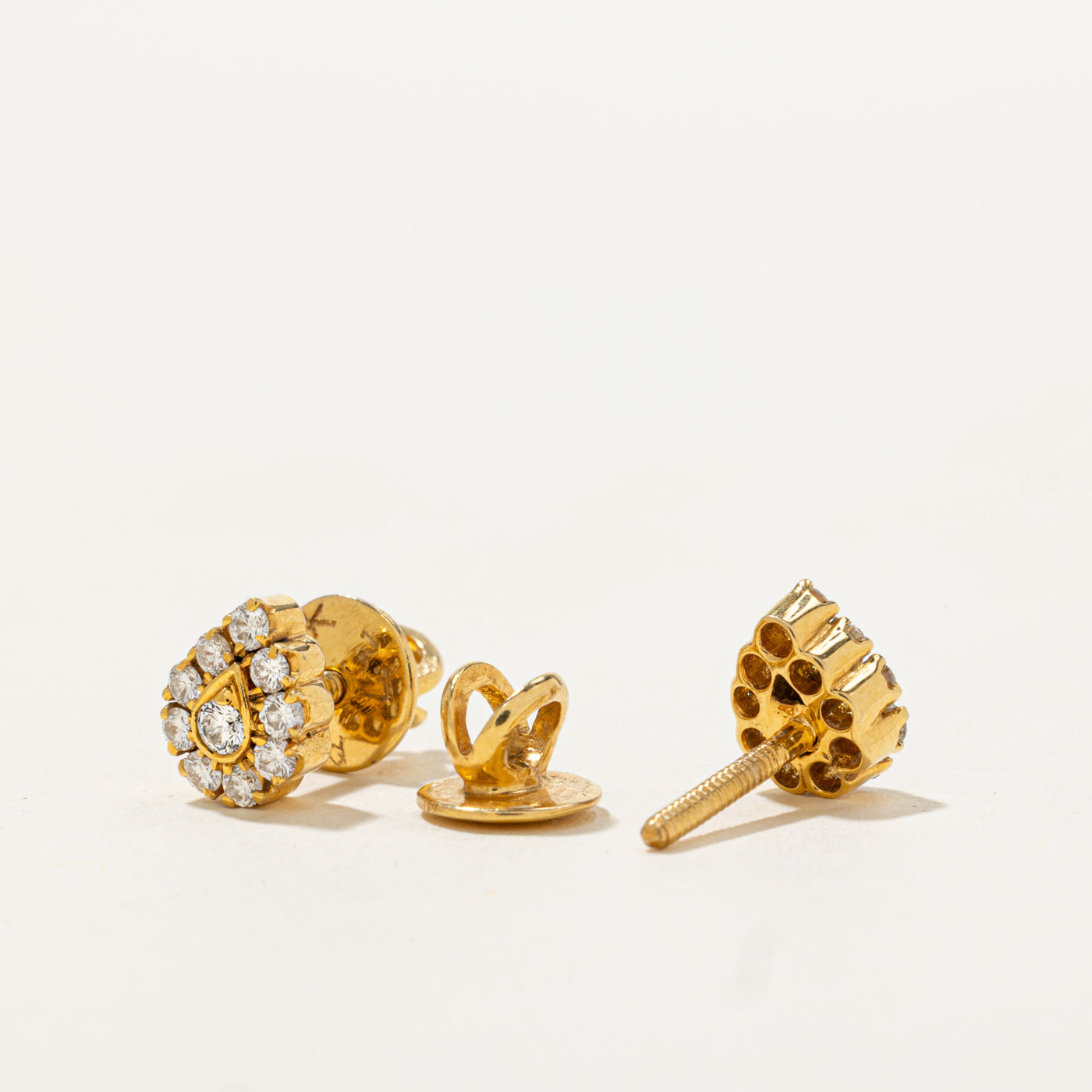 18k Diamond Pear Cluster Stud Earrings | 0.35ctw