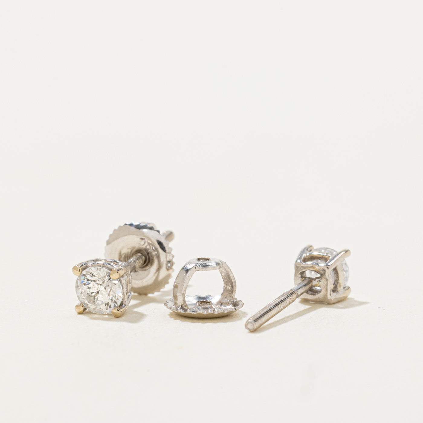 18k Solitaire Diamond Stud Earrings | 0.41ctw I1/I2 G/H