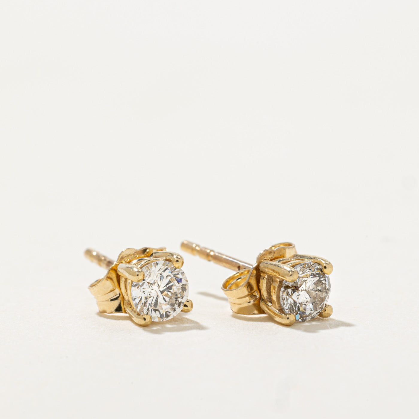 14k Solitaire Diamond Stud Earrings | 0.44ctw I1/I2 H/I