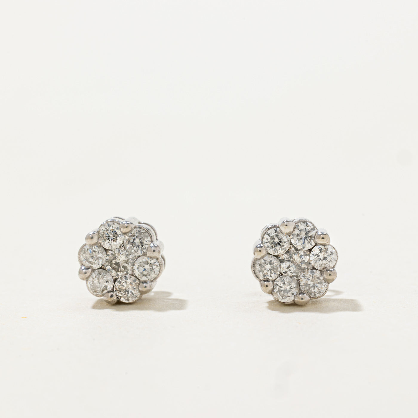 10k Diamond Floral Cluster Stud Earrings | 0.38ctw