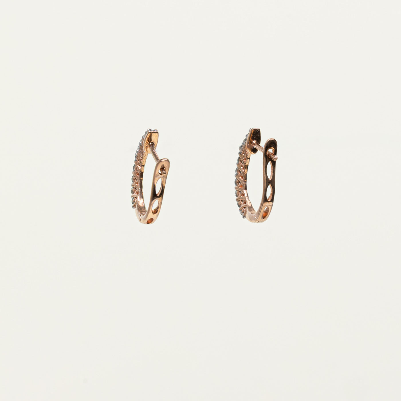 10k Rose Gold Diamond Huggie Earrings | 0.36ctw