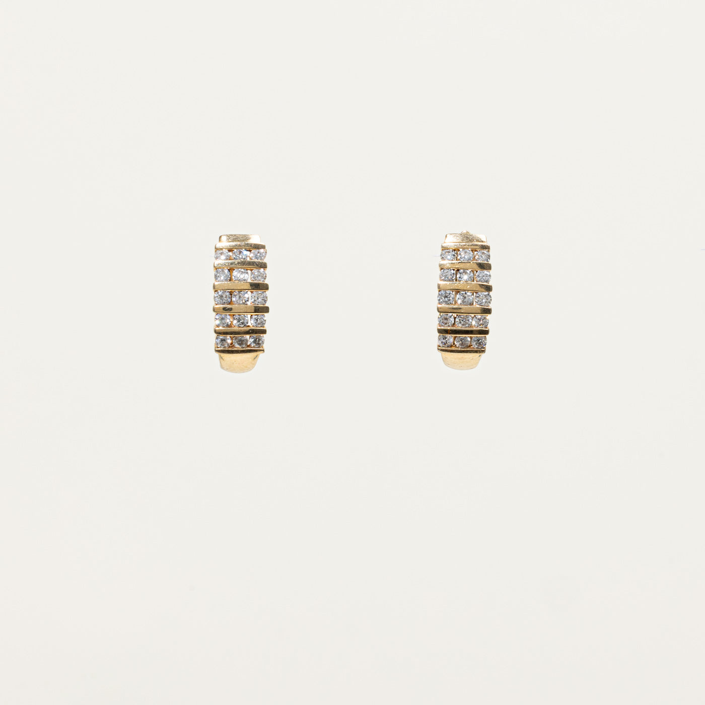 10k Channel Set Diamond Multi Row Hoop Earrings | 0.84ctw
