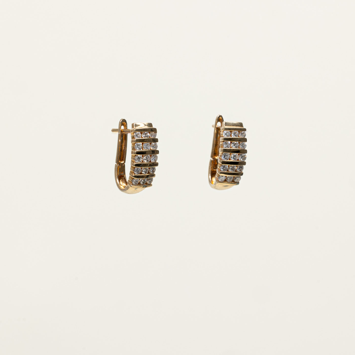 10k Channel Set Diamond Multi Row Hoop Earrings | 0.84ctw
