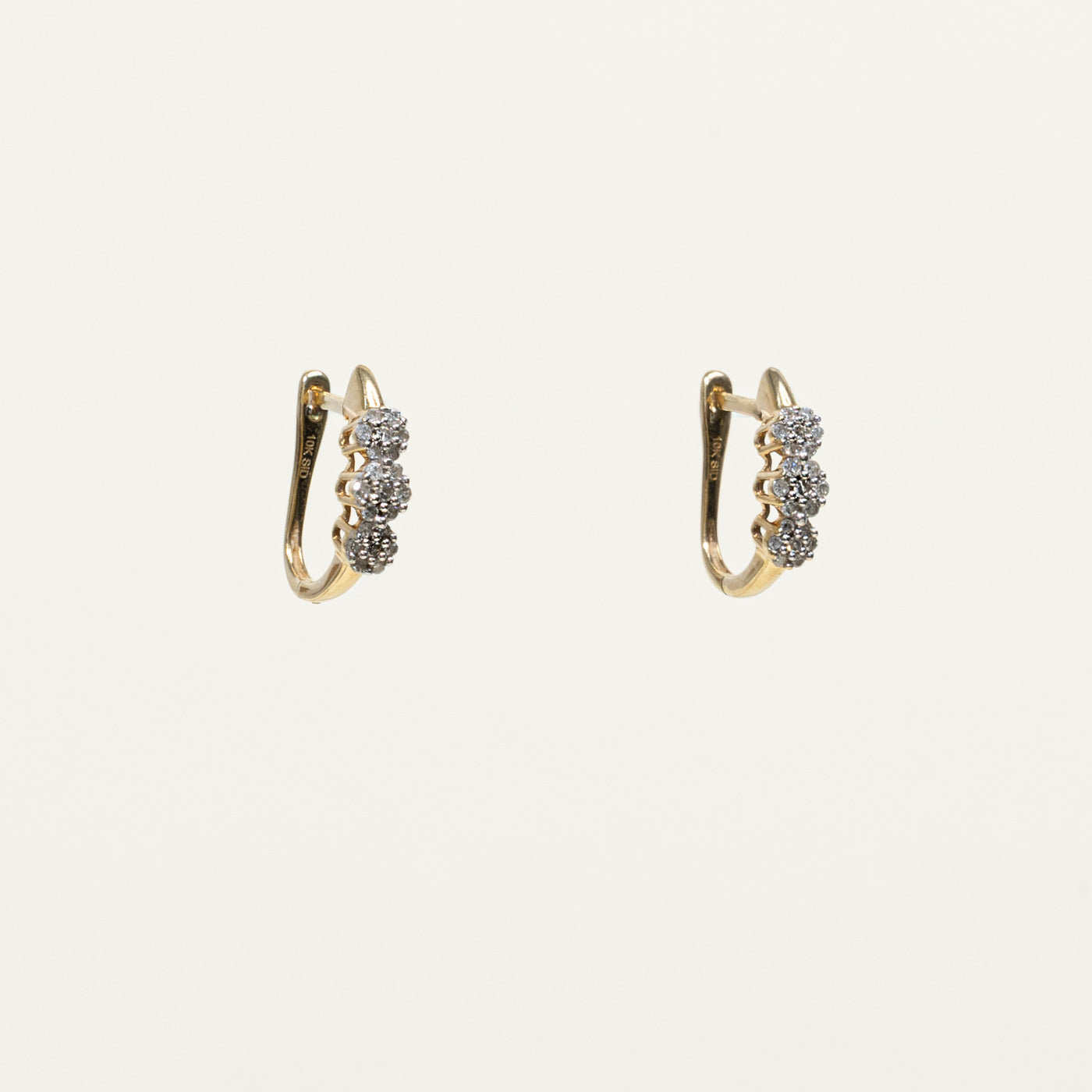 10k Diamond Multi Cluster Huggie Earrings | 0.14ctw
