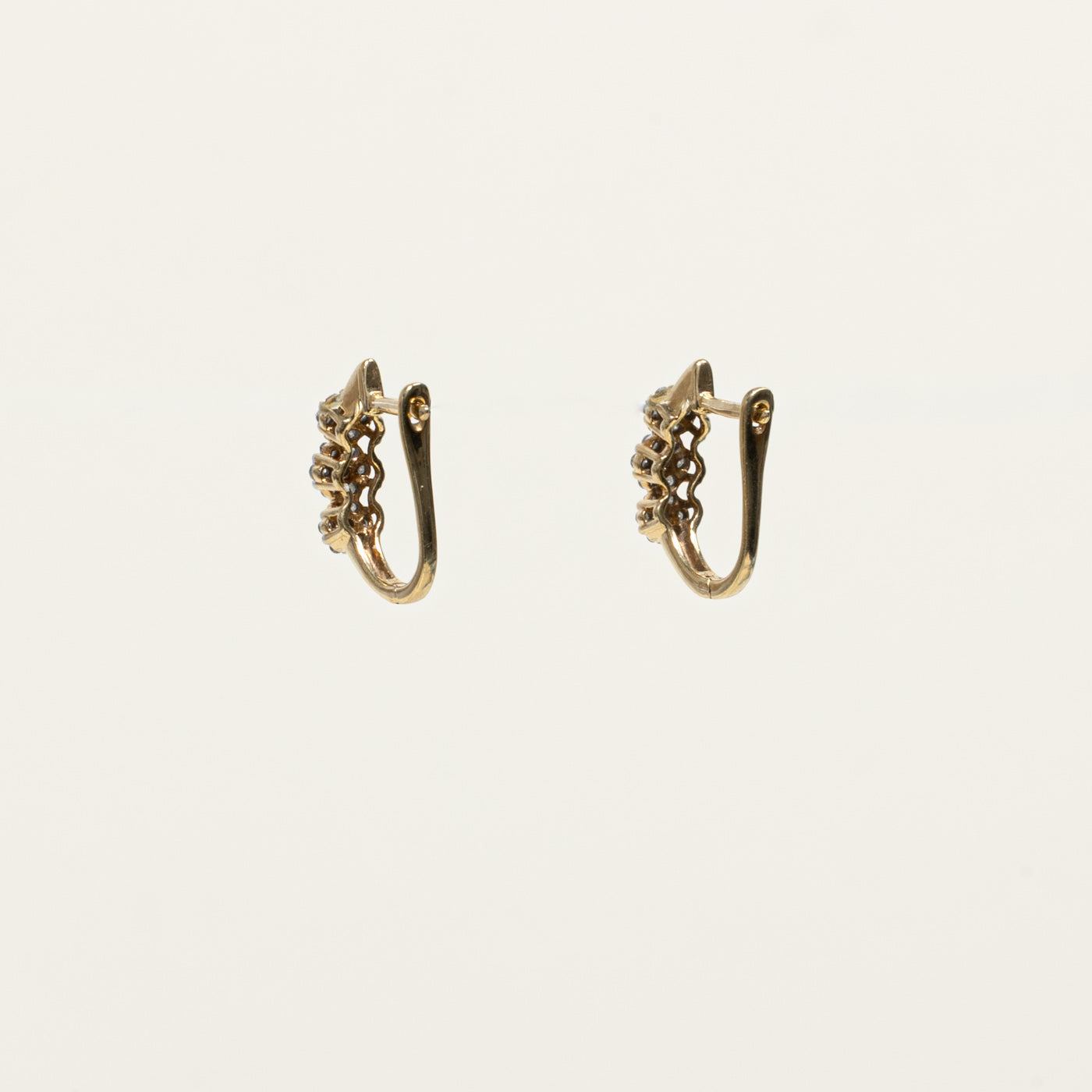 10k Diamond Multi Cluster Huggie Earrings | 0.14ctw