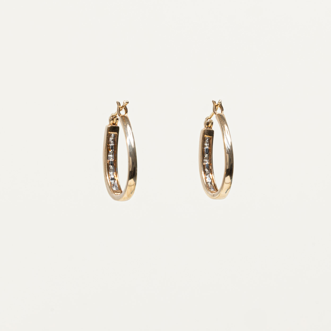 10k Channel Set Diamond Hoop Earrings | 0.40ctw