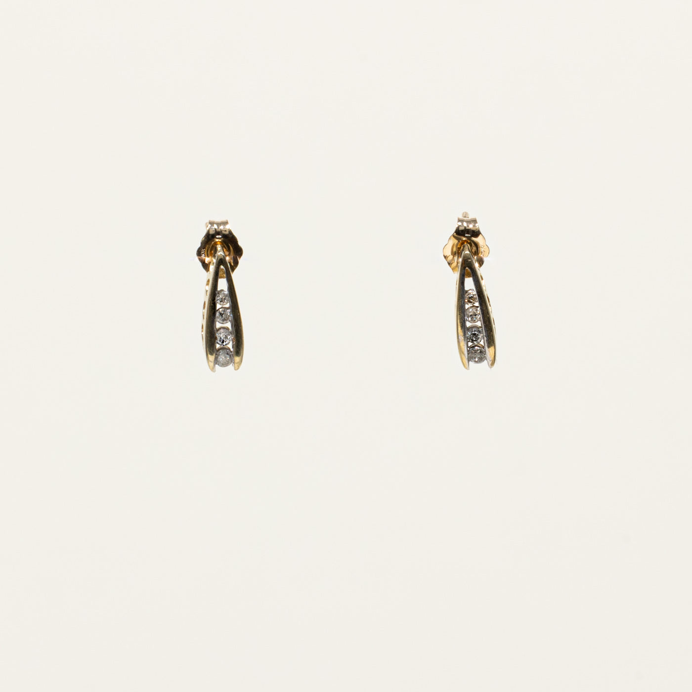 10k Channel Set Diamond Bar Stud Earrings | 0.09ctw