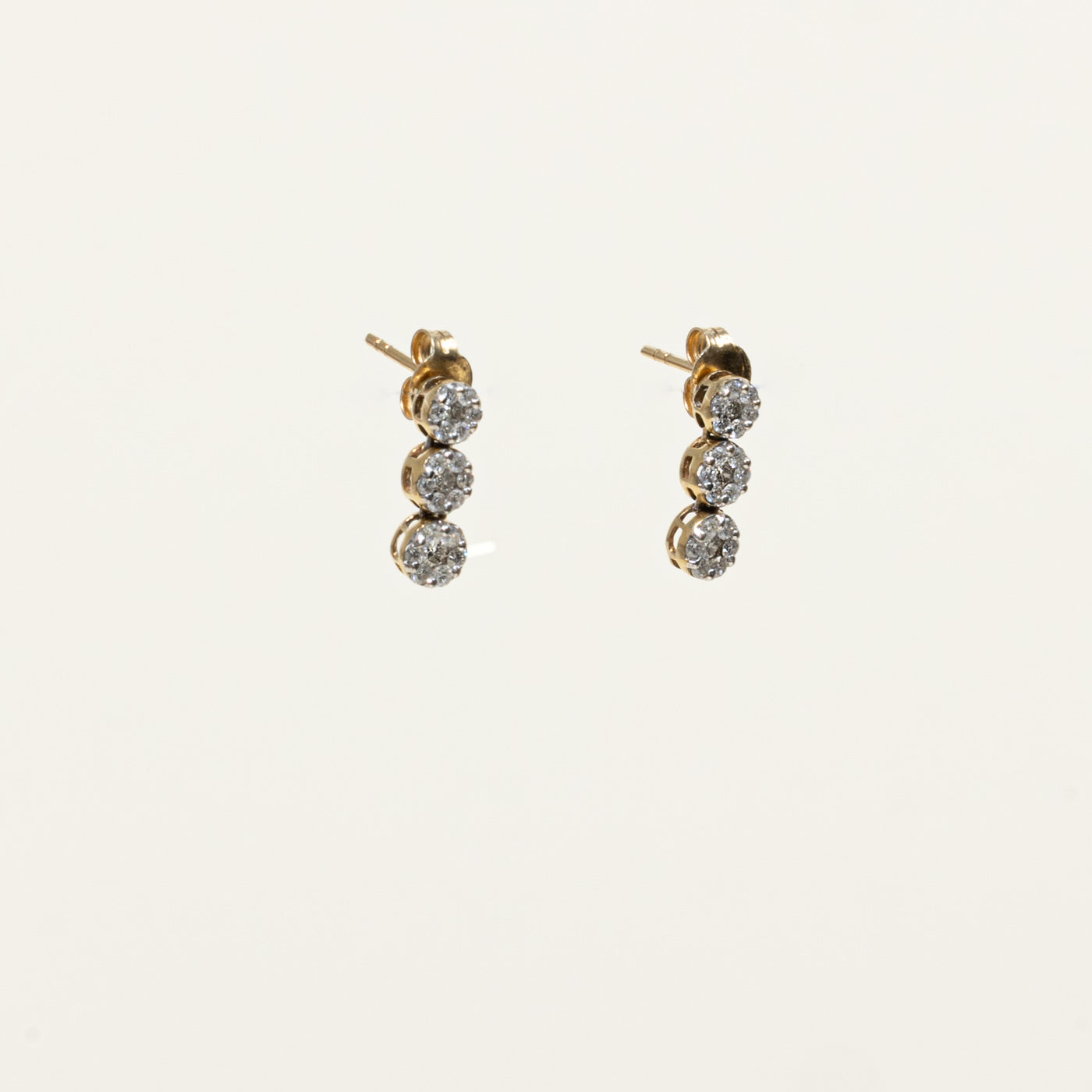 14k Diamond Multi Cluster Drop Earrings | 0.32ctw