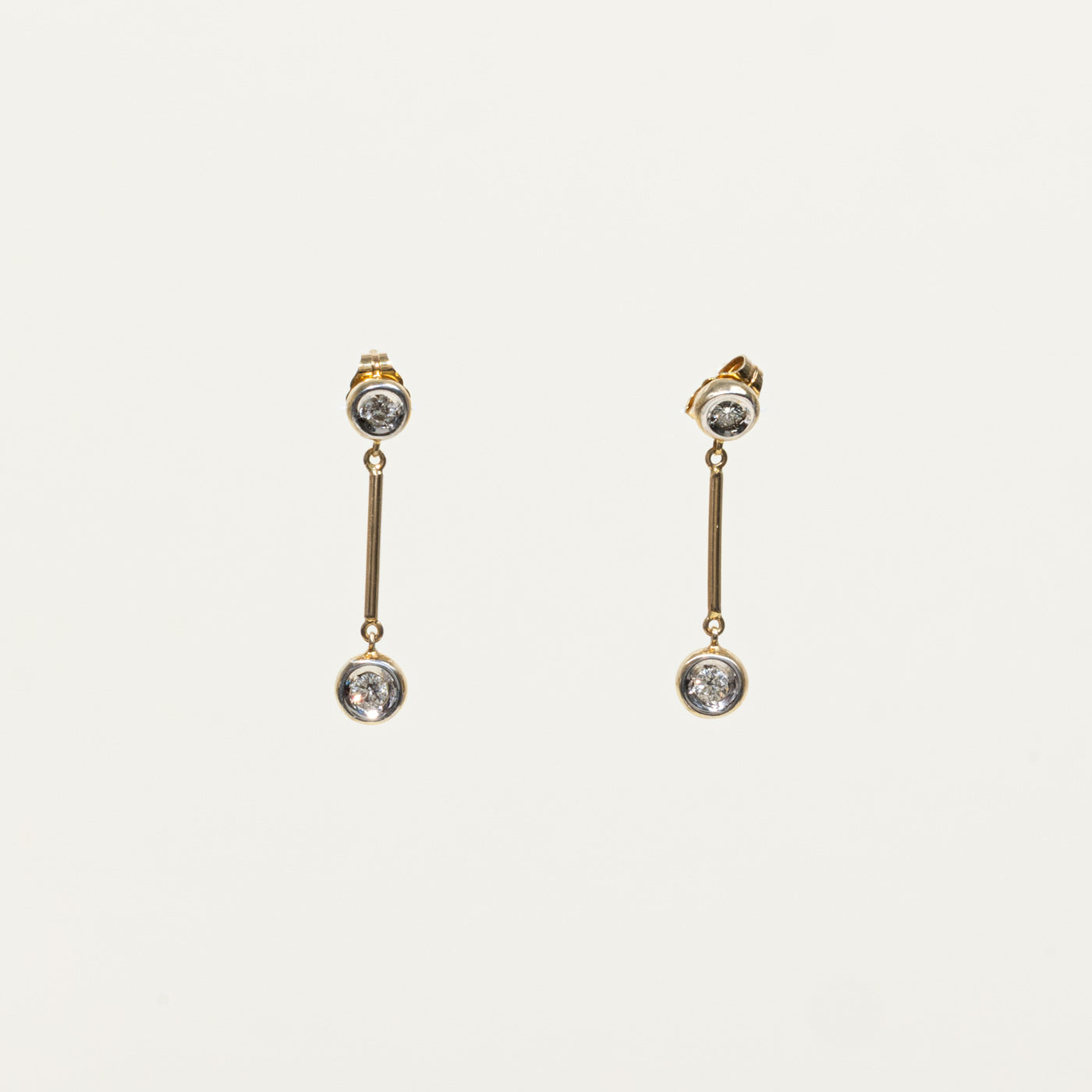 14k Bezel Set Diamond Drop Earrings | 0.17ctw