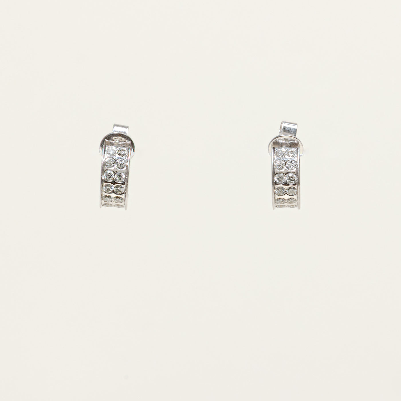 14k Double Row Diamond Half Huggie Earrings | 0.70ctw
