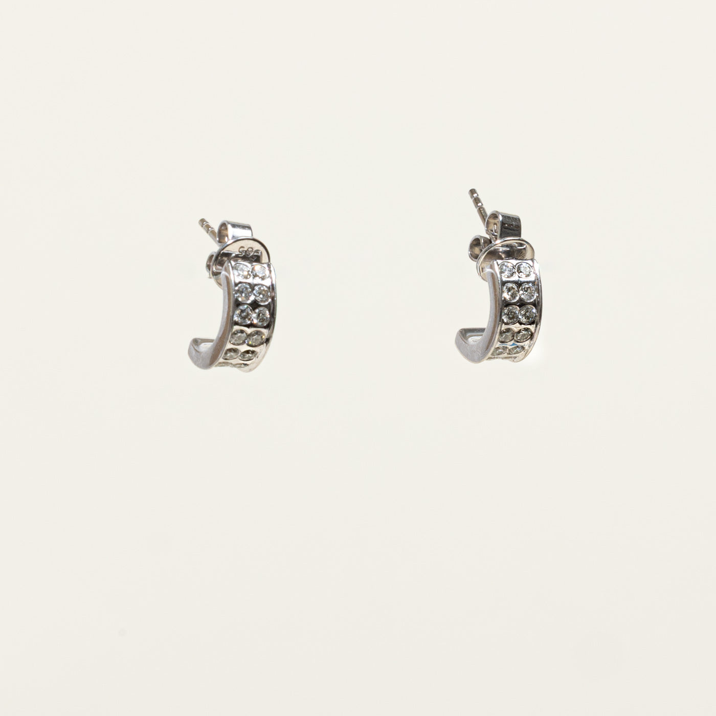 14k Double Row Diamond Half Huggie Earrings | 0.70ctw