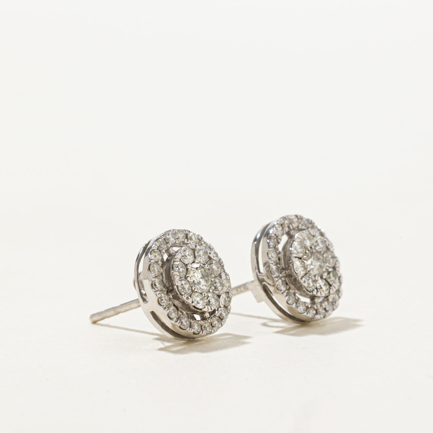 10k Diamond Cluster Halo Stud Earrings | 0.34ctw