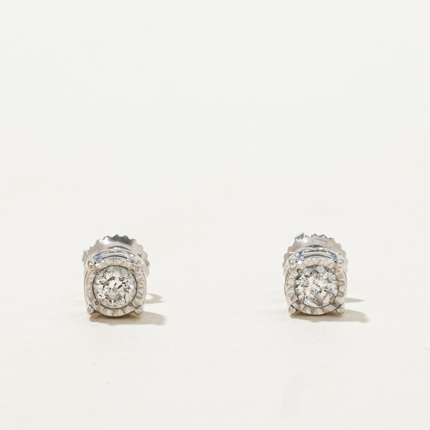 10k Illusion Set Round Brilliant Diamond Stud Earrings | 0.40ctw I1/I2 G/H