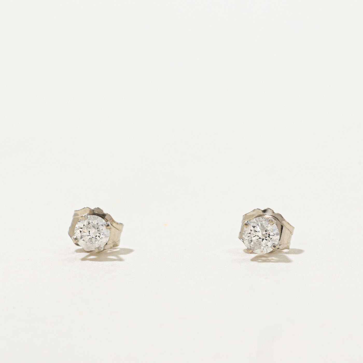14k Round Brilliant Diamond Petite Stud Earrings | 0.17ctw