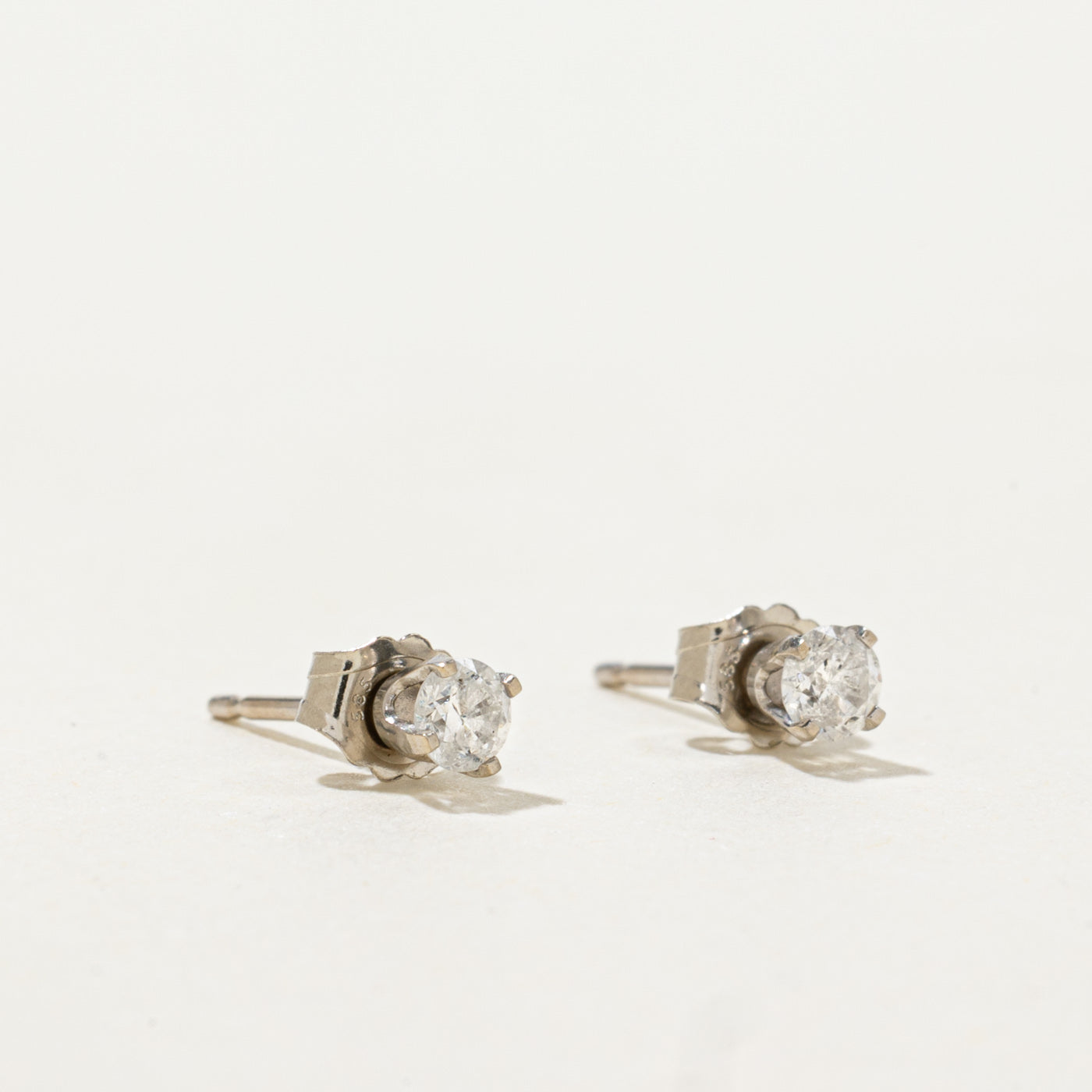 14k Round Brilliant Diamond Petite Stud Earrings | 0.17ctw