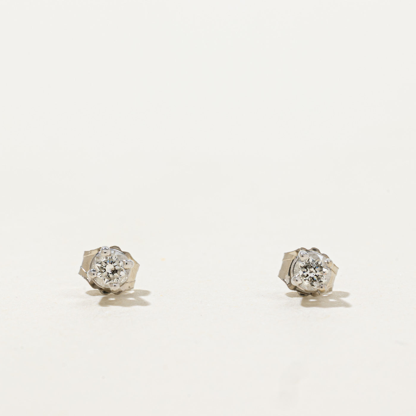 14k Solitaire Diamond Petite Stud Earrings | 0.16ctw