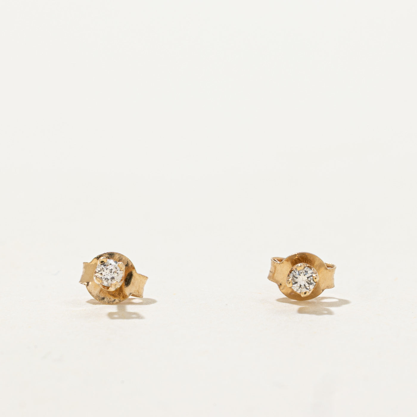 14k Round Brilliant Diamond Petite Stud Earrings | 0.05ctw