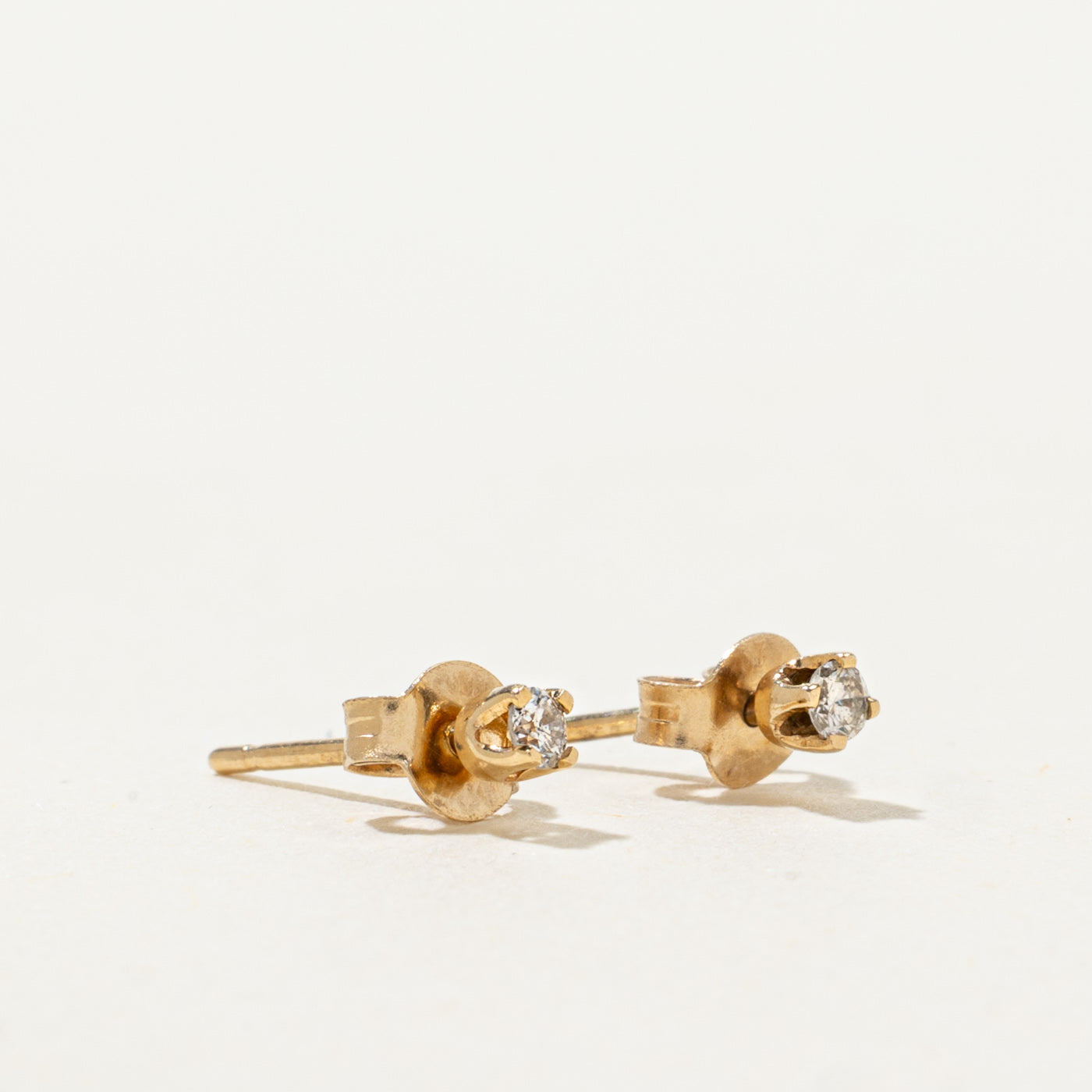 14k Round Brilliant Diamond Petite Stud Earrings | 0.05ctw