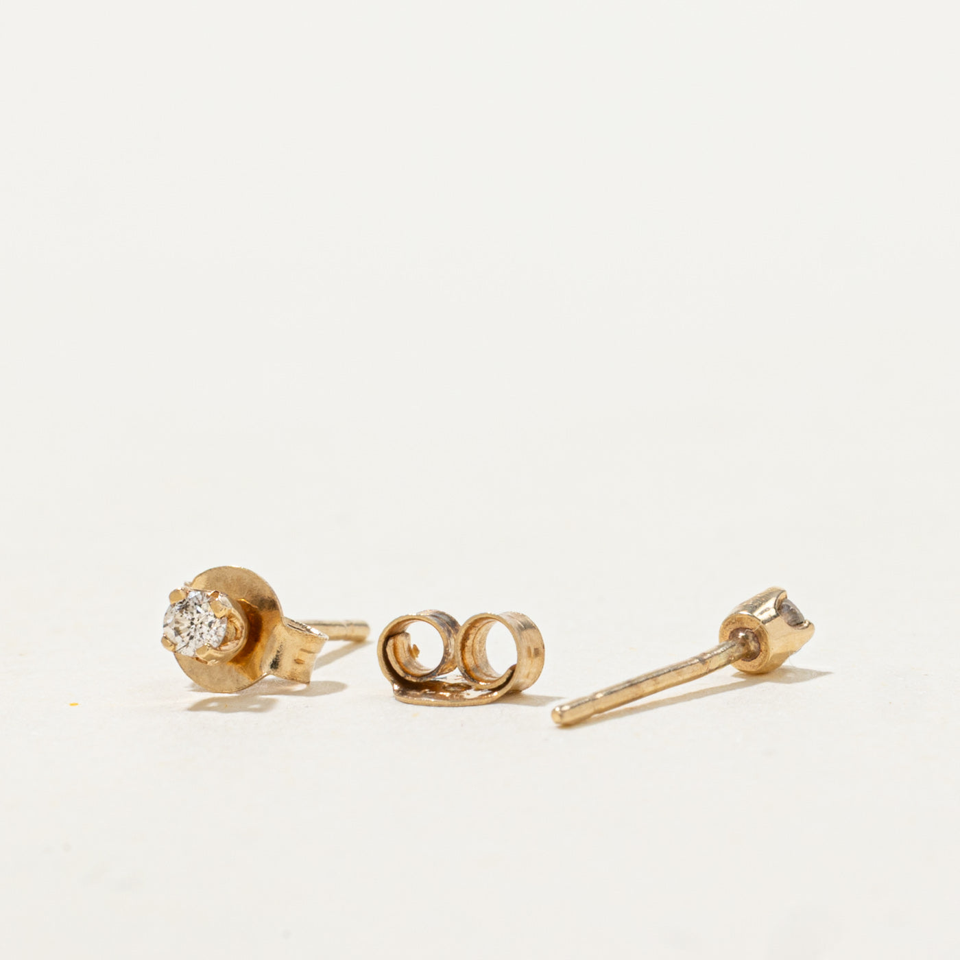 14k Round Brilliant Diamond Petite Stud Earrings | 0.05ctw