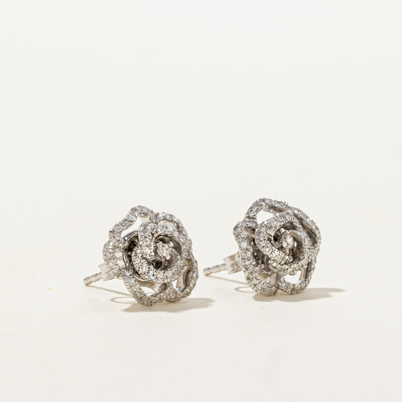 ‘Vera Wang’ 14k Diamond & Hidden Sapphire Rose Stud Earrings | 0.02ctw, 0.11ctw
