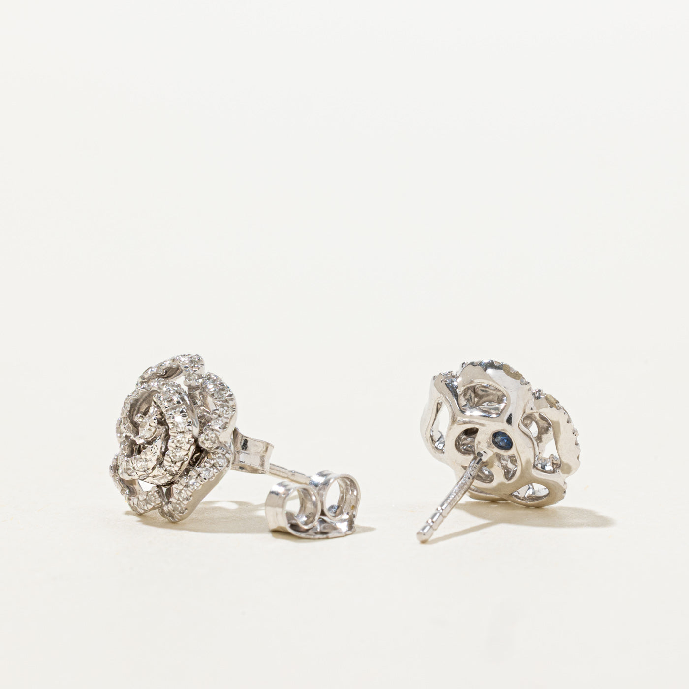 ‘Vera Wang’ 14k Diamond & Hidden Sapphire Rose Stud Earrings | 0.02ctw, 0.11ctw