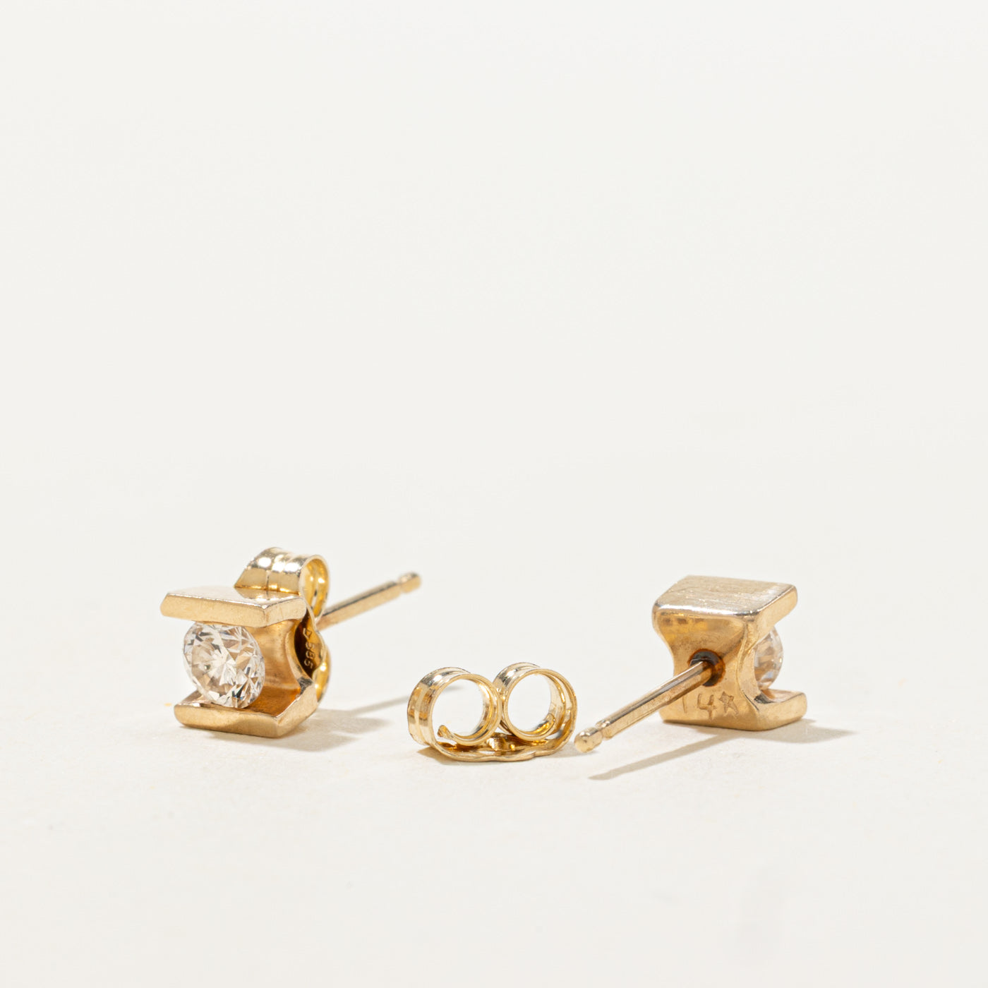 14k Tension Set Solitaire Diamond Stud Earrings | 0.34ctw