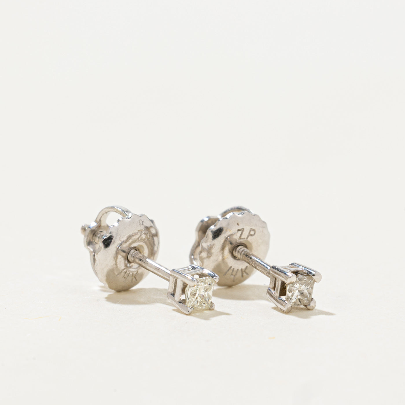 14k Princess Cut Diamond Stud Earrings | 0.08ctw